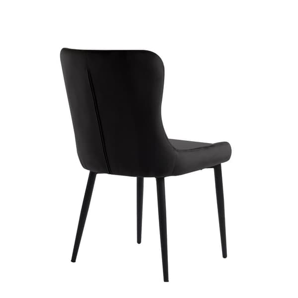 4-pak spisebordsstole med ryglæn – sorte fløjlskøkkenstole med ergonomisk design og metalben
