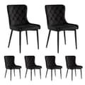 Miniatyrbild 3 av 11: 6-pack matstolar med ryggstöd – svarta köksstolar i sammet med ergonomisk design och metallben