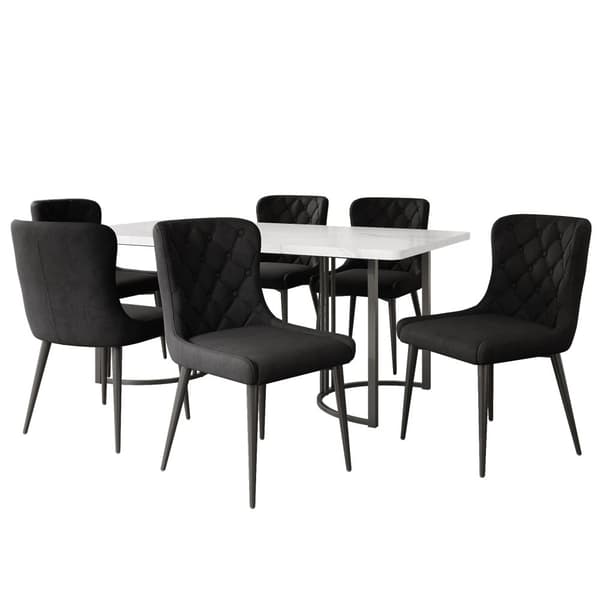 6-pack matstolar med ryggstöd – svarta köksstolar i sammet med ergonomisk design och metallben