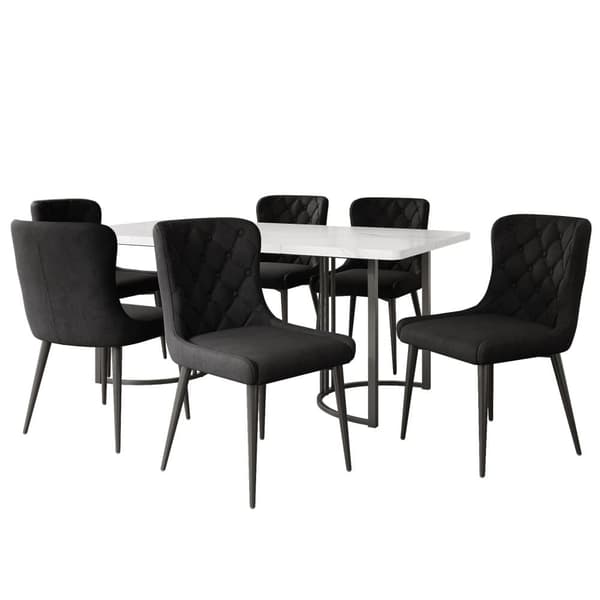 6-pack matstolar med ryggstöd – svarta köksstolar i sammet med ergonomisk design och metallben