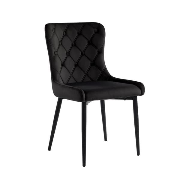 6-pack matstolar med ryggstöd – svarta köksstolar i sammet med ergonomisk design och metallben
