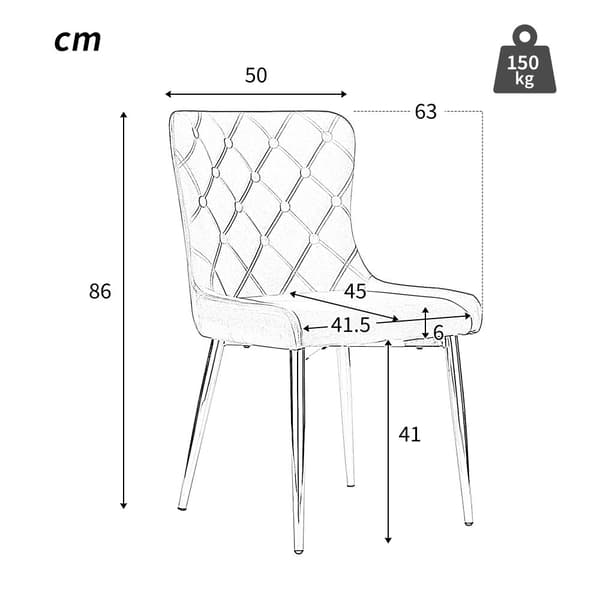 6-pack matstolar med ryggstöd – svarta köksstolar i sammet med ergonomisk design och metallben