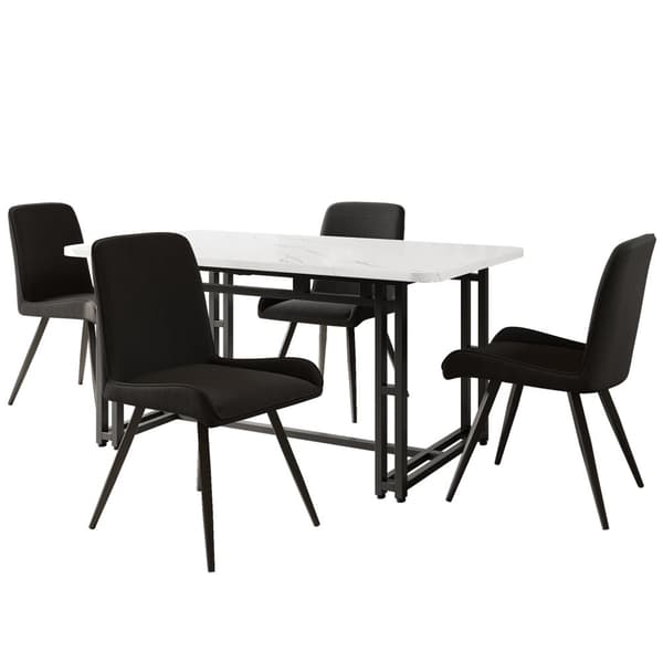 4-pak spisebordsstole med ryglæn – sorte stole i teknisk stof med ergonomisk design og metalben