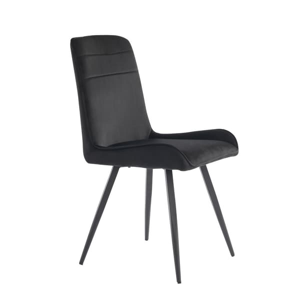 4-pak spisebordsstole med ryglæn – sorte stole i teknisk stof med ergonomisk design og metalben