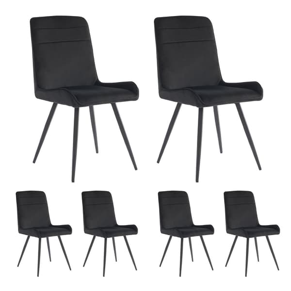 6-pack matstolar med ryggstöd – svarta stolar i tekniskt tyg med ergonomisk design och metallben för kök och vardagsrum