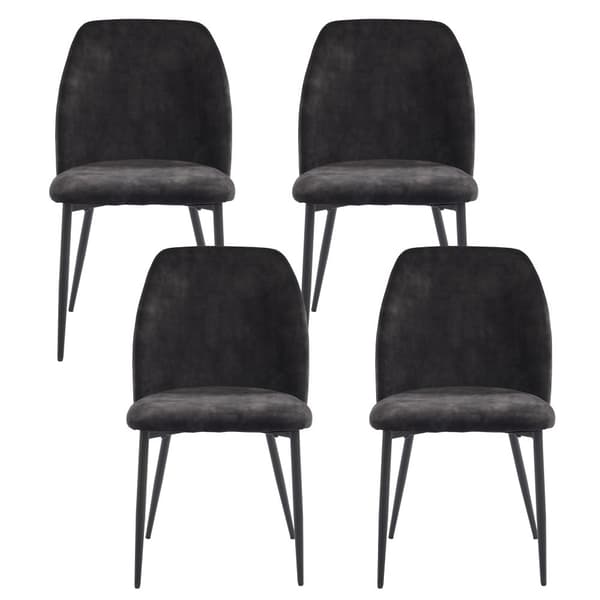 4-pack matstolar med ryggstöd – ergonomiska stolar i mörkgrått tyg med metallben, för kök och vardagsrum