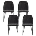 Miniatyrbild 3 av 11: 4-pack matstolar med ryggstöd – ergonomiska stolar i mörkgrått tyg med metallben, för kök och vardagsrum