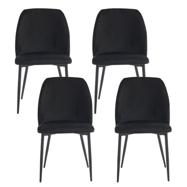 4-pack matstolar med ryggstöd – svarta ergonomiska stolar med metallben för kök och vardagsrum