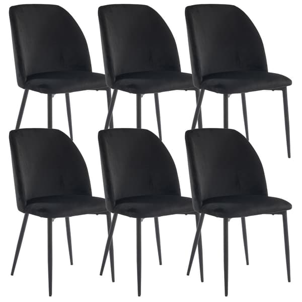 6-pak spisebordsstole med ryglæn – sorte ergonomiske stole med metalben til køkken og stue