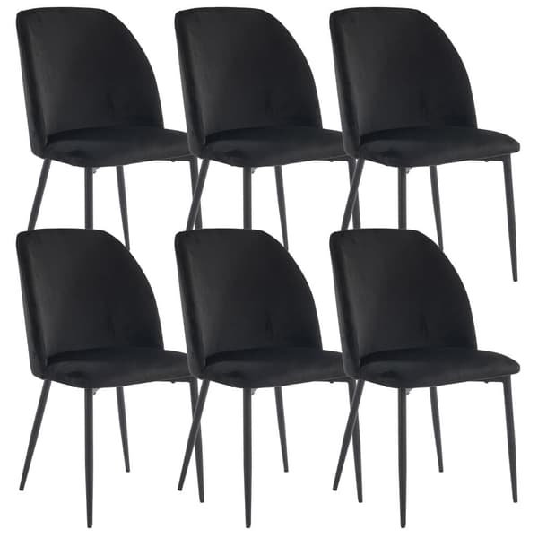 6-pak spisebordsstole med ryglæn – sorte ergonomiske stole med metalben til køkken og stue