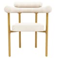Miniatyrbild 5 av 10: 2 st matstolar i modern stil, beige konstmocka med bekväma ringsitsar, guldben