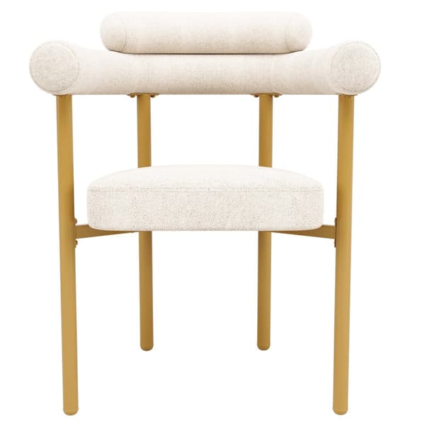 4 spisebordsstole i moderne stil – beige velour med komfortable ringsæder og guldfarvede ben