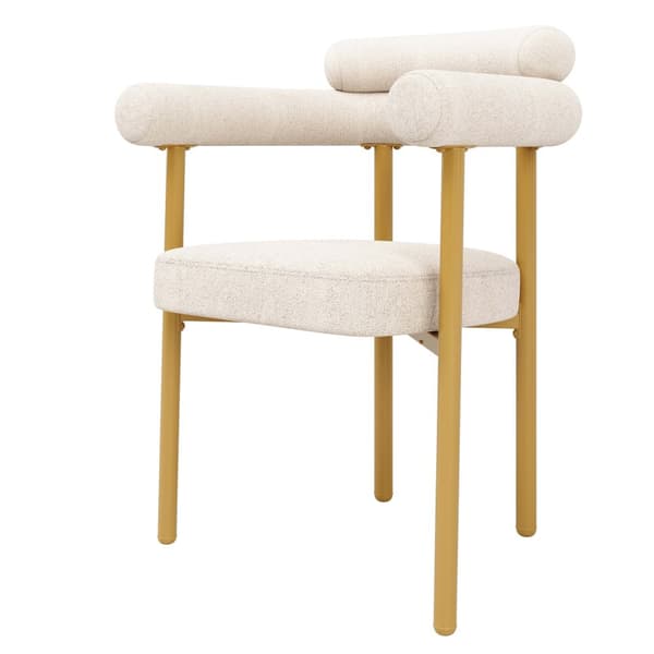 4 spisebordsstole i moderne stil – beige velour med komfortable ringsæder og guldfarvede ben