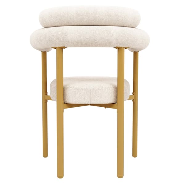 4 spisebordsstole i moderne stil – beige velour med komfortable ringsæder og guldfarvede ben