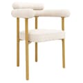 Miniatyrbillede 7 af 11: 4 spisebordsstole i moderne stil – beige velour med komfortable ringsæder og guldfarvede ben