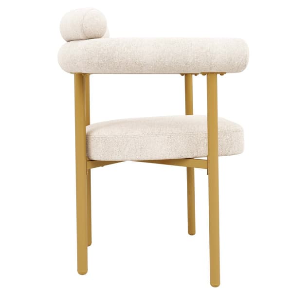 4 spisebordsstole i moderne stil – beige velour med komfortable ringsæder og guldfarvede ben