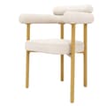 Miniatyrbild 5 av 10: 6 st matstolar i modern stil – beige sammet med bekväma ringsitsar och guldfärgade metallben