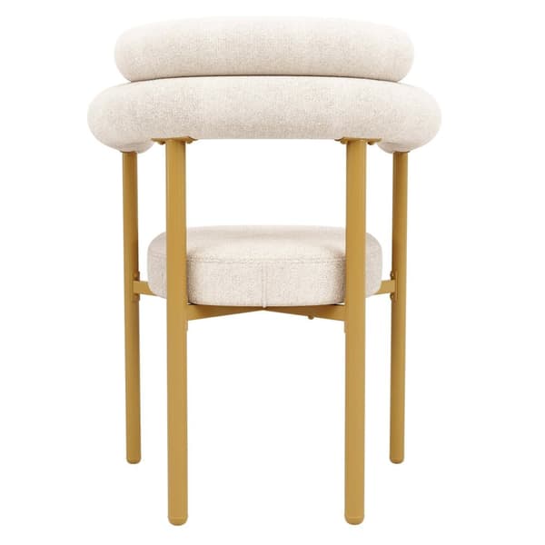 6 st matstolar i modern stil – beige sammet med bekväma ringsitsar och guldfärgade metallben