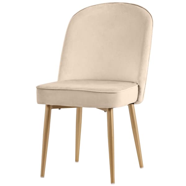 6 st matstolar i beige sammet – moderna och bekväma med guldfärgade metallben, för matsal, vardagsrum eller kontor