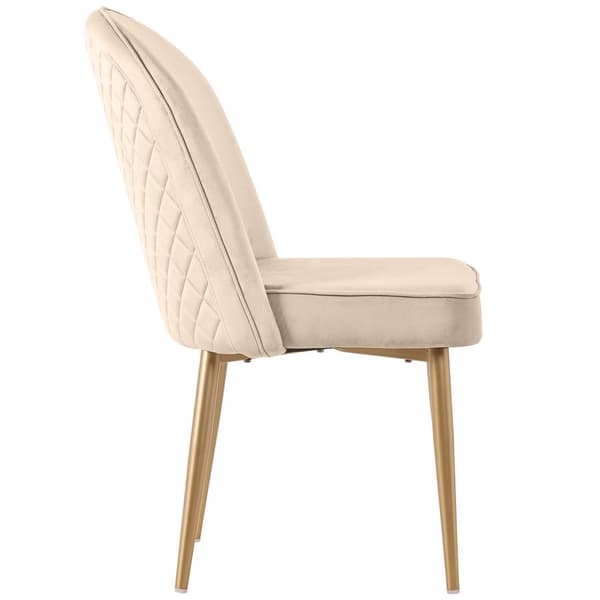 6 st matstolar i beige sammet – moderna och bekväma med guldfärgade metallben, för matsal, vardagsrum eller kontor