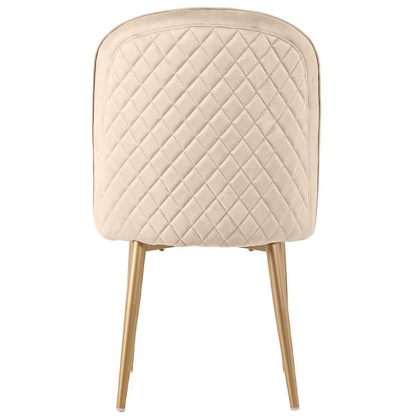 6 st matstolar i beige sammet – moderna och bekväma med guldfärgade metallben, för matsal, vardagsrum eller kontor