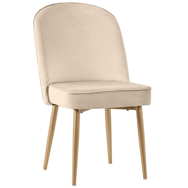 6 st matstolar i beige sammet – moderna och bekväma med guldfärgade metallben, för matsal, vardagsrum eller kontor