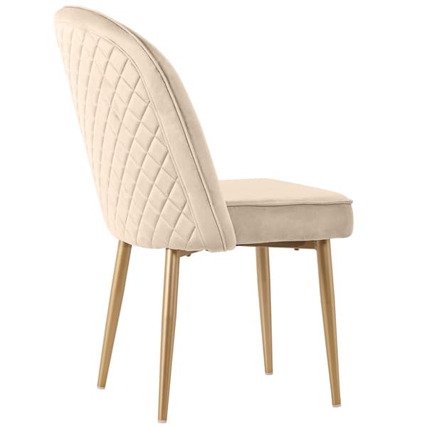 6 st matstolar i beige sammet – moderna och bekväma med guldfärgade metallben, för matsal, vardagsrum eller kontor