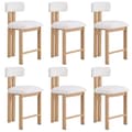 Miniatyrbillede 3 af 11: 6-pak spisebordsstole i blødt plys, ergonomiske stole i moderne stil med træinspirerede metalben – til spisestue, make-up hjørne og stue