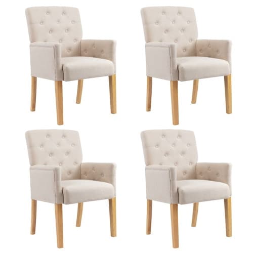 Matstolar med armstöd 4 st beige tyg