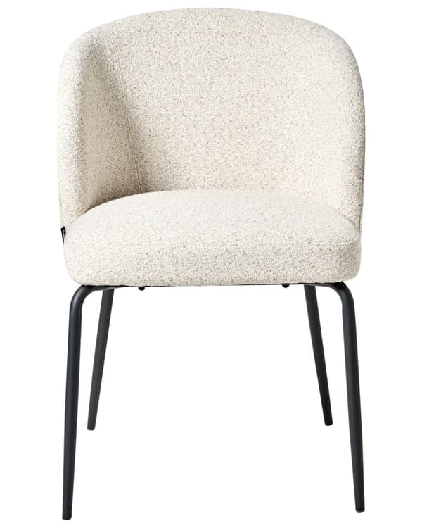 Sett med 2 Spisestoler Lys Beige Boucle Stofftrekk Polstret Sete Slanke Metallben