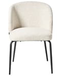 Miniatyrbilde 6 av 11: Sett med 2 Spisestoler Lys Beige Boucle Stofftrekk Polstret Sete Slanke Metallben