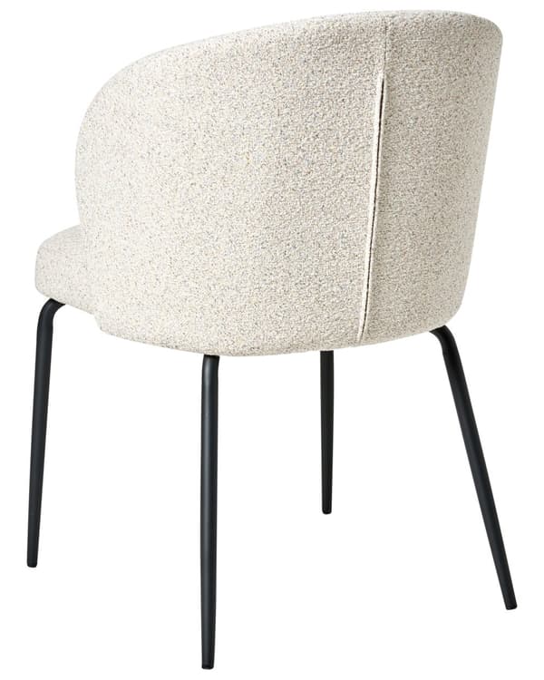 Sett med 2 Spisestoler Lys Beige Boucle Stofftrekk Polstret Sete Slanke Metallben