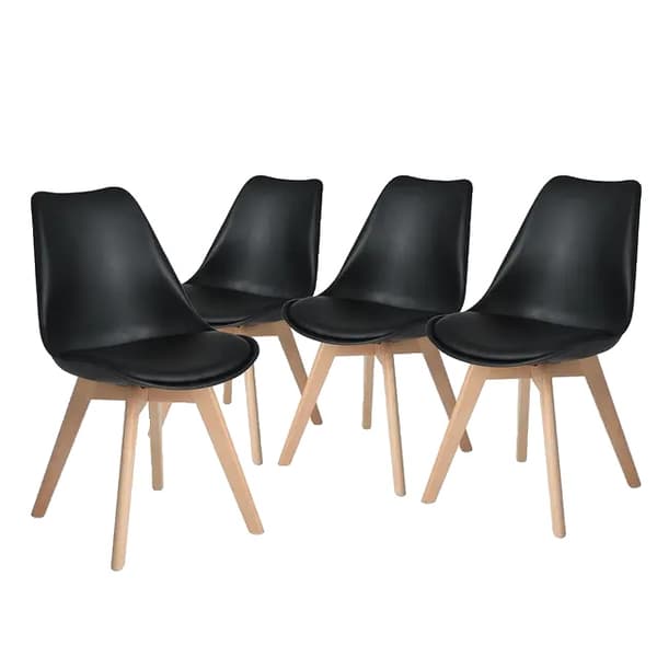 Matstolar, Mid-Century-stil, Träben, Svart-4st