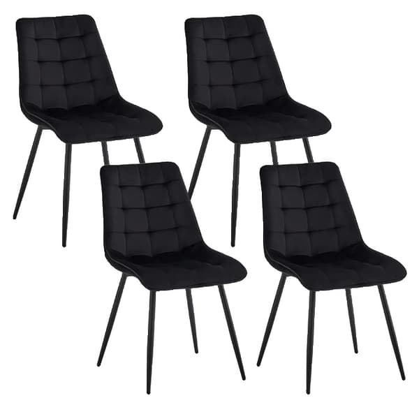 Spisebordsstole, Fløjlsmateriale, Moderne Design, Sort