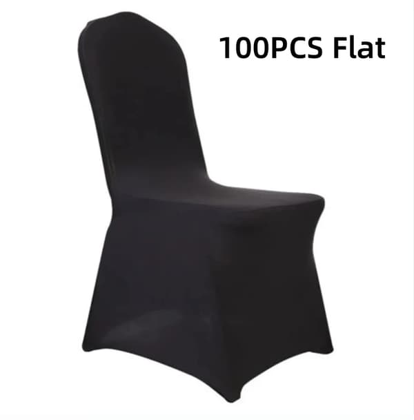 Bryllupsbetræk til bryllup, spandex materiale, universel pasform, Sort 100 stk Flad
