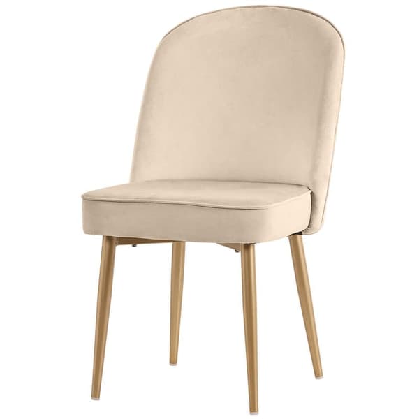 modern beige sammet matstol, 2 matstolar, guldmetallben, snygg och bekväm för matsalar