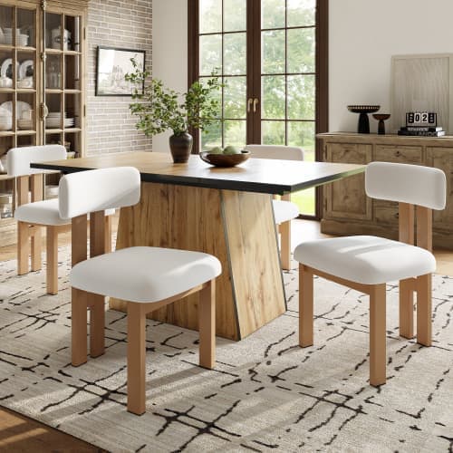Högkvalitativ matstol med kardborreband, 4 stycken, modern modestol, ergonomisk stol, lyxig stol, träkorn