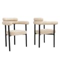 Miniatyrbillede 5 af 6: 2 moderne minimalistiske spisebordsstole, lavet af creme ruskindsstof, cirkulære sæder, velegnet til spisestue, stue