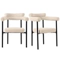 Miniatyrbillede 6 af 6: 2 moderne minimalistiske spisebordsstole, lavet af creme ruskindsstof, cirkulære sæder, velegnet til spisestue, stue