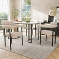 Miniatyrbillede 2 af 6: 2 moderne minimalistiske spisebordsstole, lavet af creme ruskindsstof, cirkulære sæder, velegnet til spisestue, stue