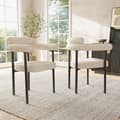 Miniatyrbillede 1 af 6: 2 moderne minimalistiske spisebordsstole, lavet af creme ruskindsstof, cirkulære sæder, velegnet til spisestue, stue