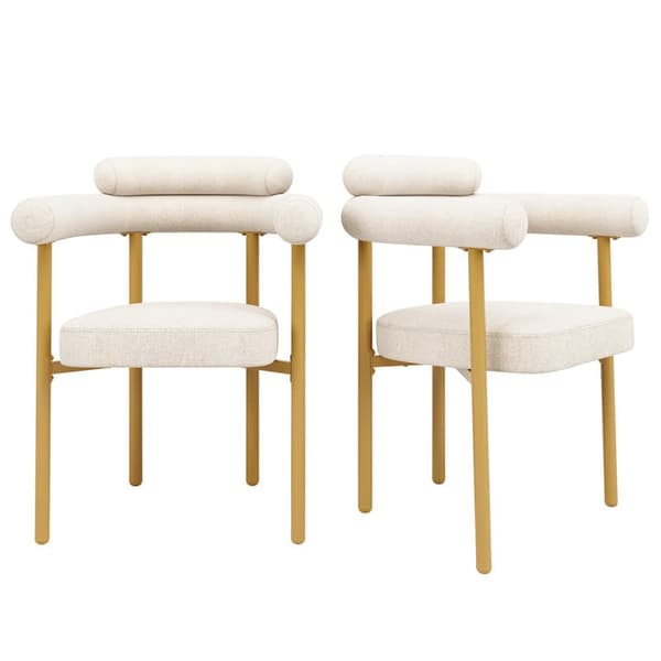Beige moderne ruskind spisebordsstol, 2 spisebordsstole, ringsæde, velegnet til spisestue, stue