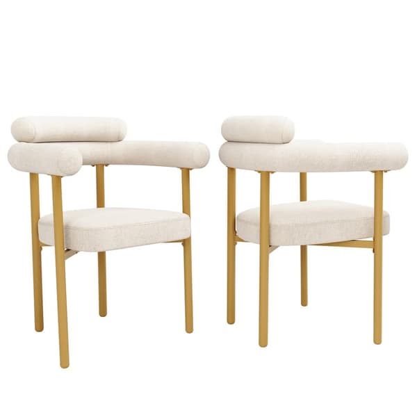 Beige moderne ruskind spisebordsstol, 2 spisebordsstole, ringsæde, velegnet til spisestue, stue