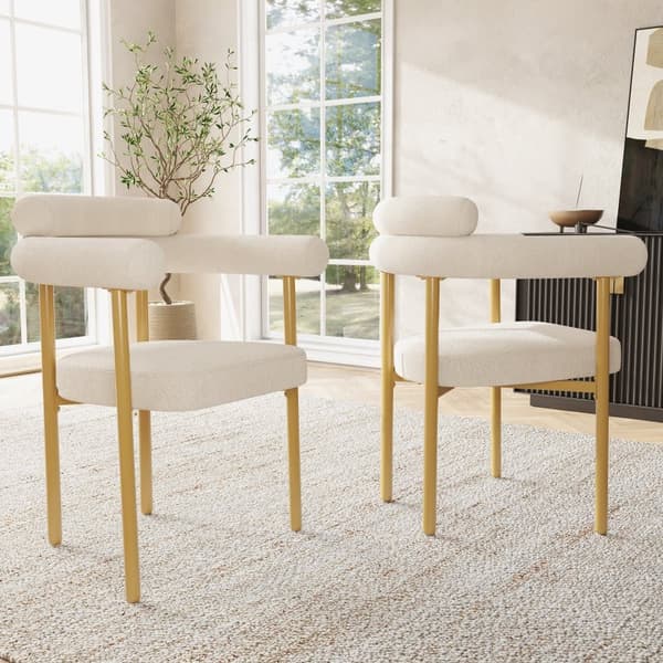 Beige moderne ruskind spisebordsstol, 2 spisebordsstole, ringsæde, velegnet til spisestue, stue