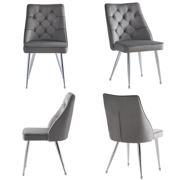 2 grå spisebordsstole af høj kvalitet, metalben, make-up stol, unikt design letvægts luksusstol med justerbare ben