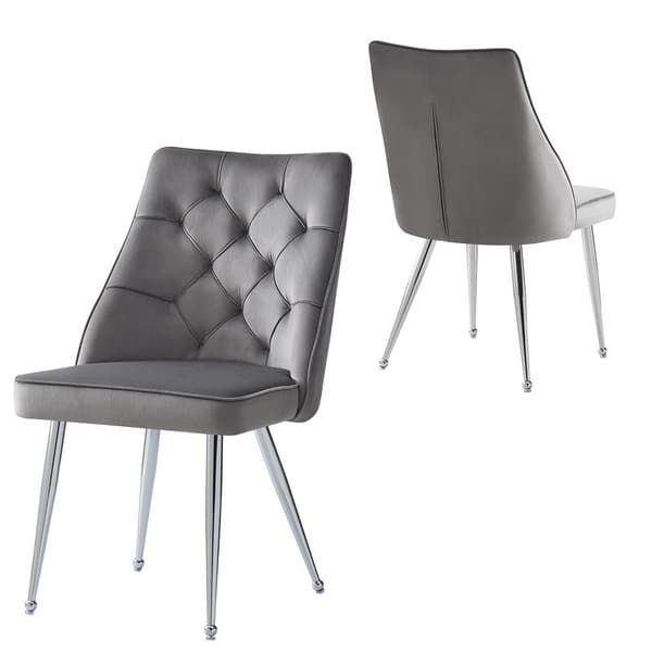 2 grå spisebordsstole af høj kvalitet, metalben, make-up stol, unikt design letvægts luksusstol med justerbare ben