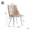 Miniatyrbild 4 av 6: Beige Velour Matstol, 2 st., Metallben, Sminkstol, Unik Design Ljus Lyxstol, Justerbara ben