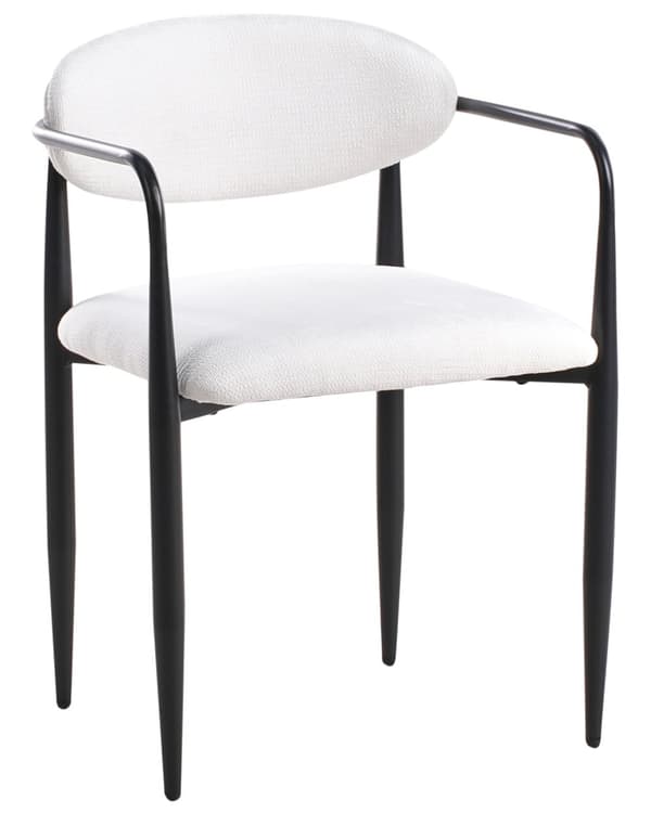Sett med 2 Spisestoler Off White Polyester Polstring Metallramme Mid-Century Modern Style Spisestoler med Metallrammer