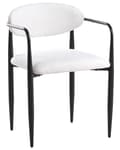 Miniatyrbilde 4 av 9: Sett med 2 Spisestoler Off White Polyester Polstring Metallramme Mid-Century Modern Style Spisestoler med Metallrammer