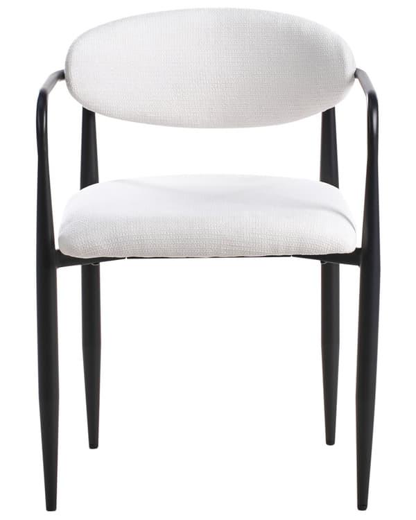 Sett med 2 Spisestoler Off White Polyester Polstring Metallramme Mid-Century Modern Style Spisestoler med Metallrammer